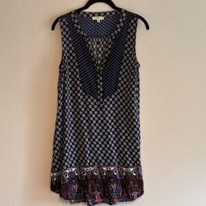 Kori America Women's Navy and White Patterned Tunic Size Medium